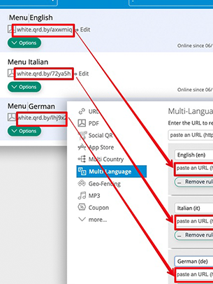 PDF QR Codes den jeweiligen Sprachen zuweisen