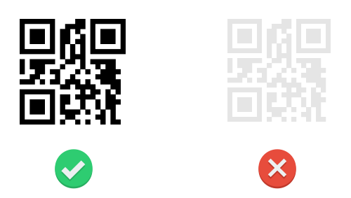 Achten Sie beim Drucken eines QR Codes auf ausreichenden Kontrast