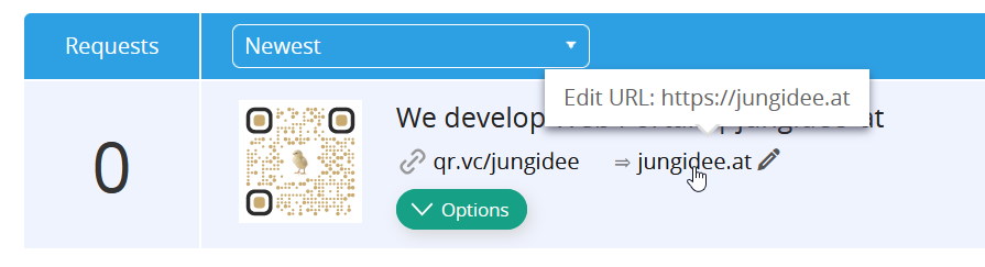 Editieren der Ziel URL von einem QR Code
