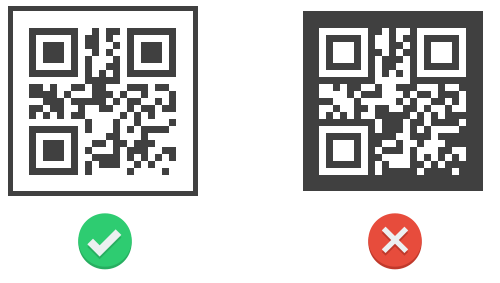 Zwei QR Codes, links schwarz auf weißem Hintergrund, rechts invertiert