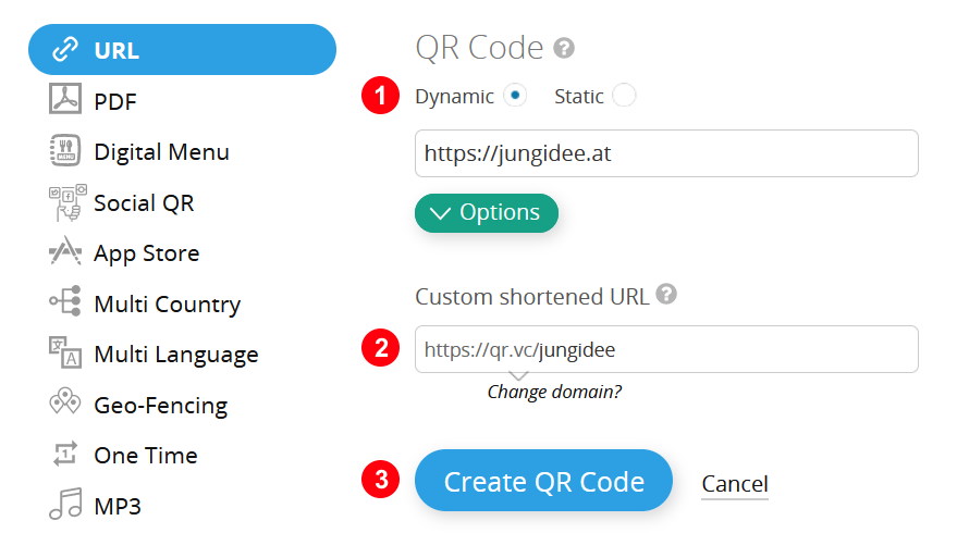 Erstellung eines dynamischen QR Codes