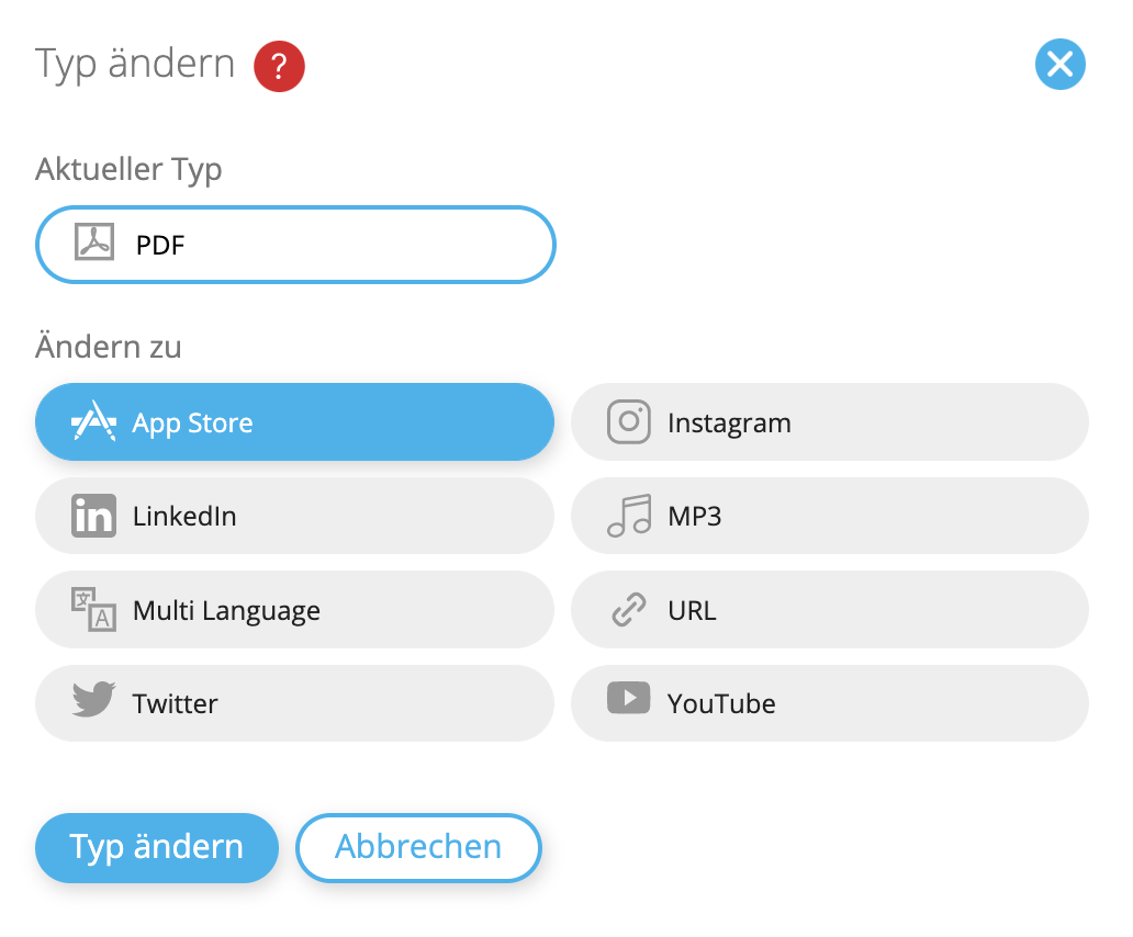 QR Code Typ ändern Maske