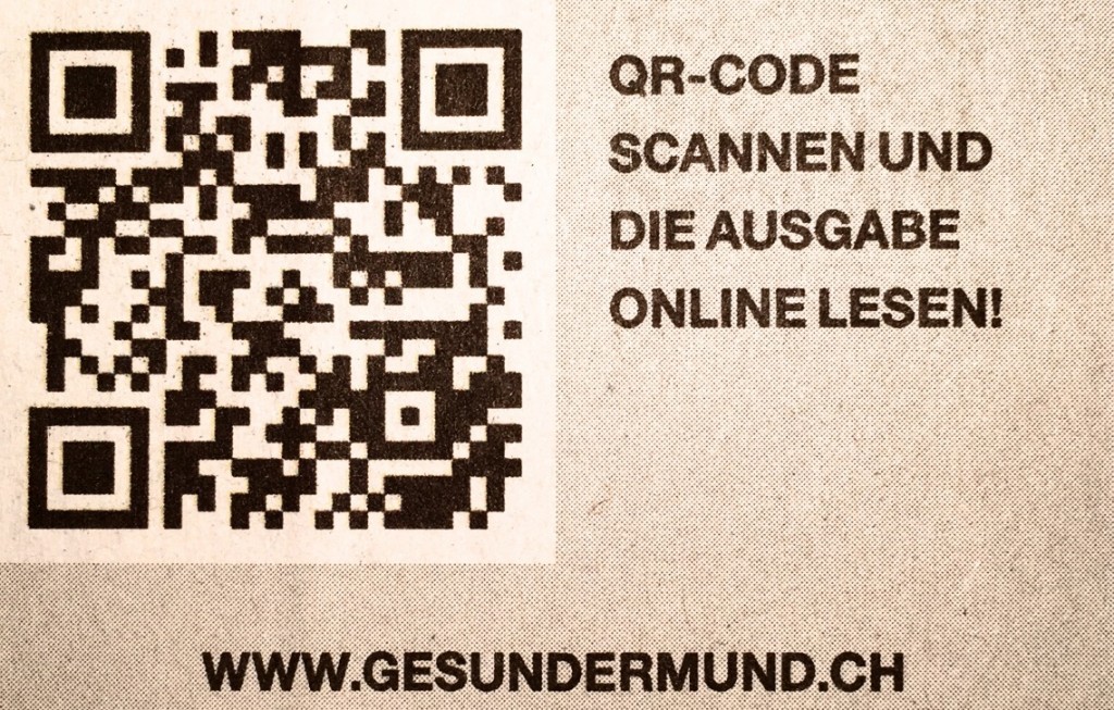 QR Code in Zeitschrift mit Erklärung und URL