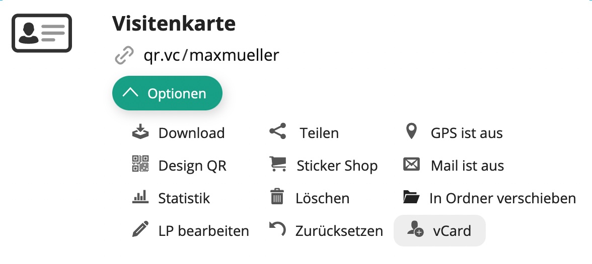vCard Link für direkten Kontakt Download