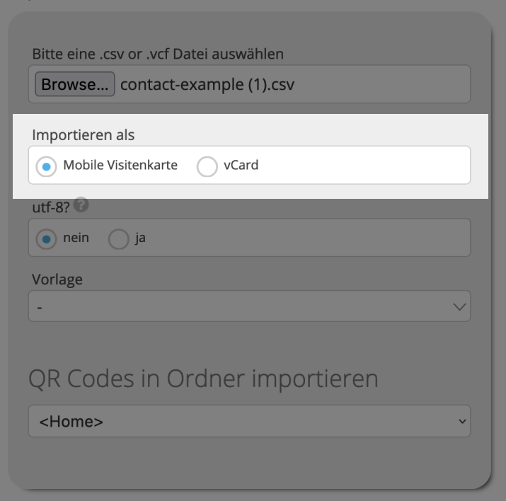 Mobile Visitenkarte oder vCard-QR-Code