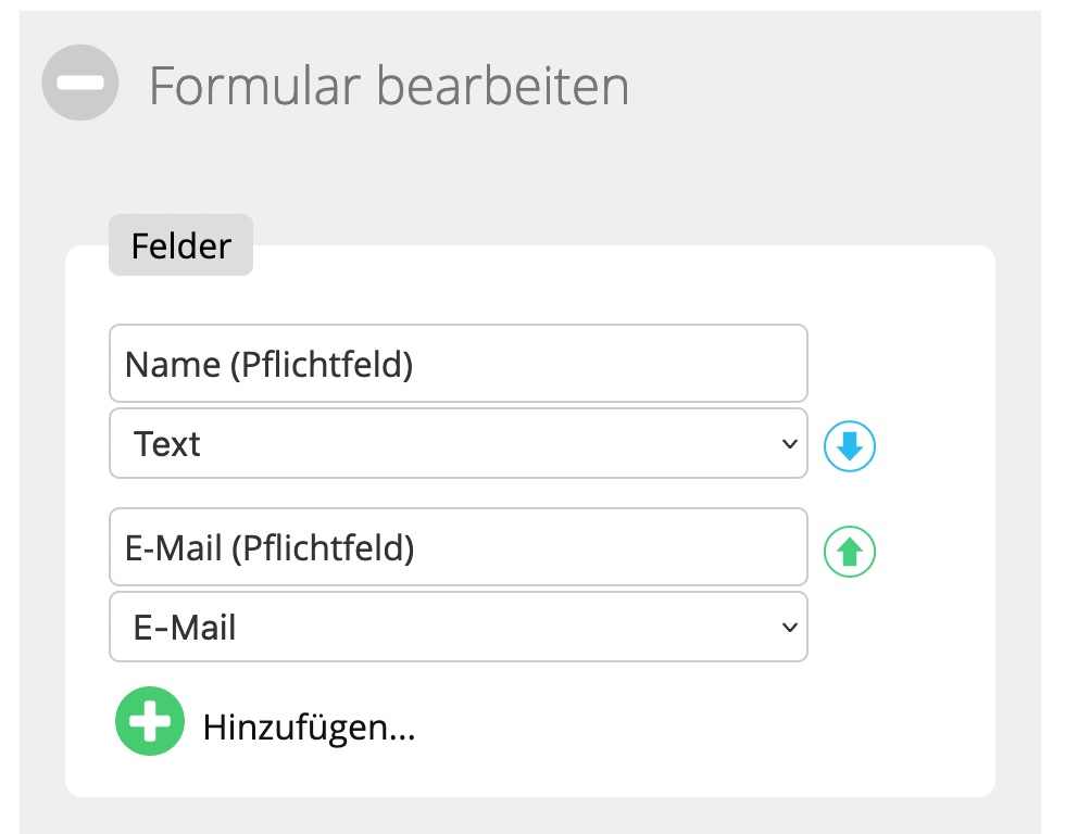 Editor zum Erstellen eines Formulars