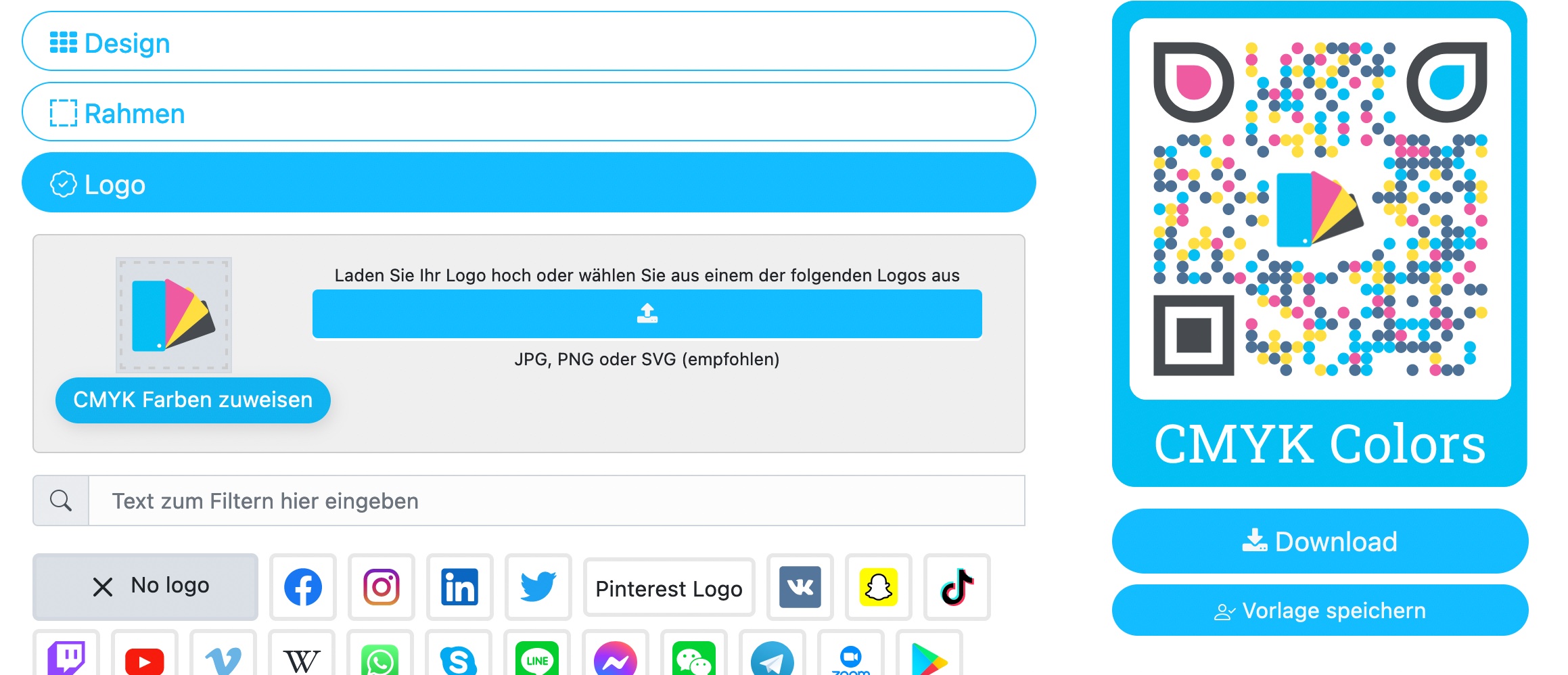 Logo Tab Reiter mit Logos und Logo Upload Funktion