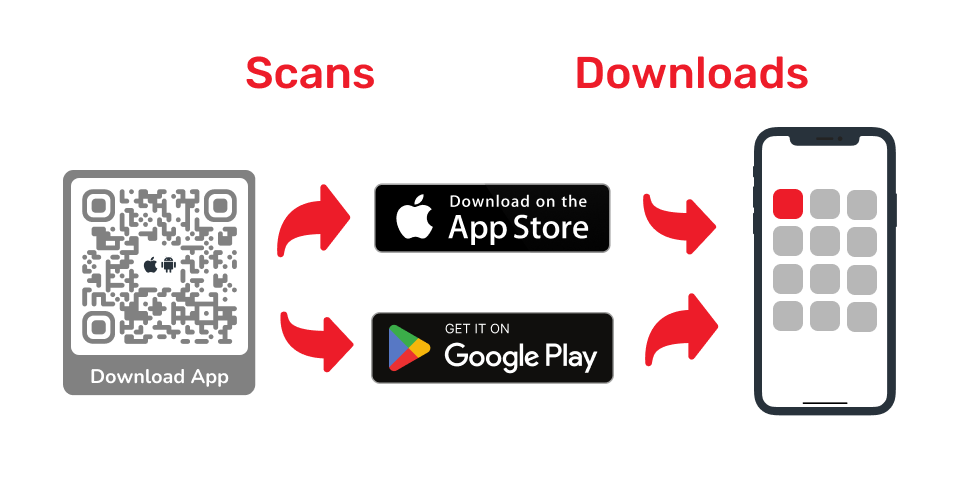 qr code app store icons smartphone with whatsapp logo