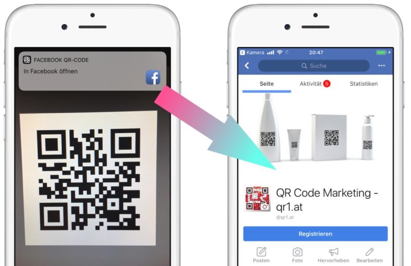 facebook mobile tiefe Verknüpfung qr code