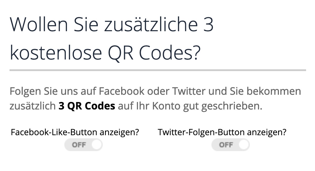 Zusätzliche QR Codes erwerben
