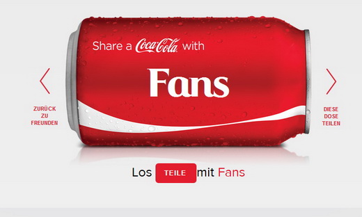 Coca Cola Dose mit aufforderung zum teilen