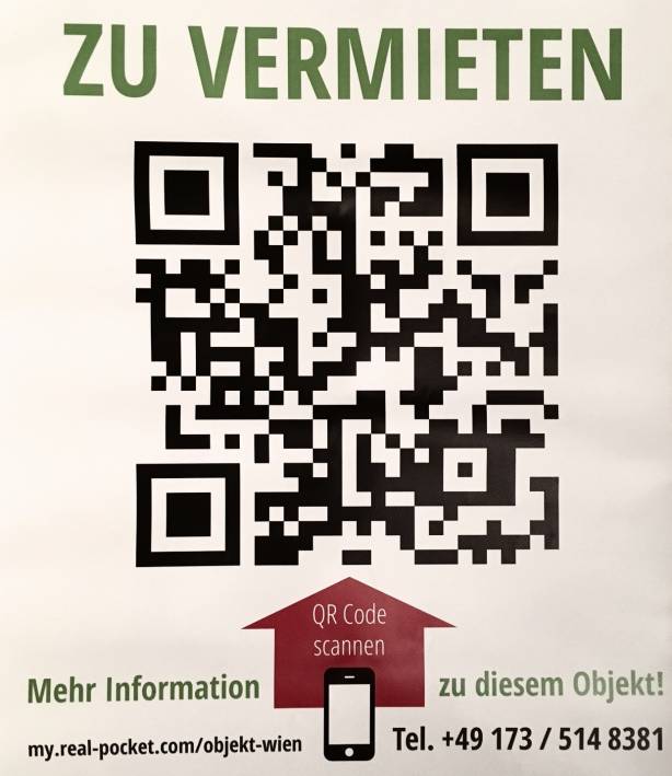 QR Code Immobilienposter mit Link und telefonnummer