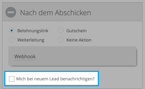 Benachrichtigungsoption für neuen Kundenkontakt